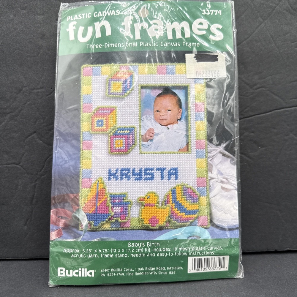 Bucilla‎ Plastic Canvas Kit Babys Birth Fun Frames #33779 Needlecraft Photo NEW